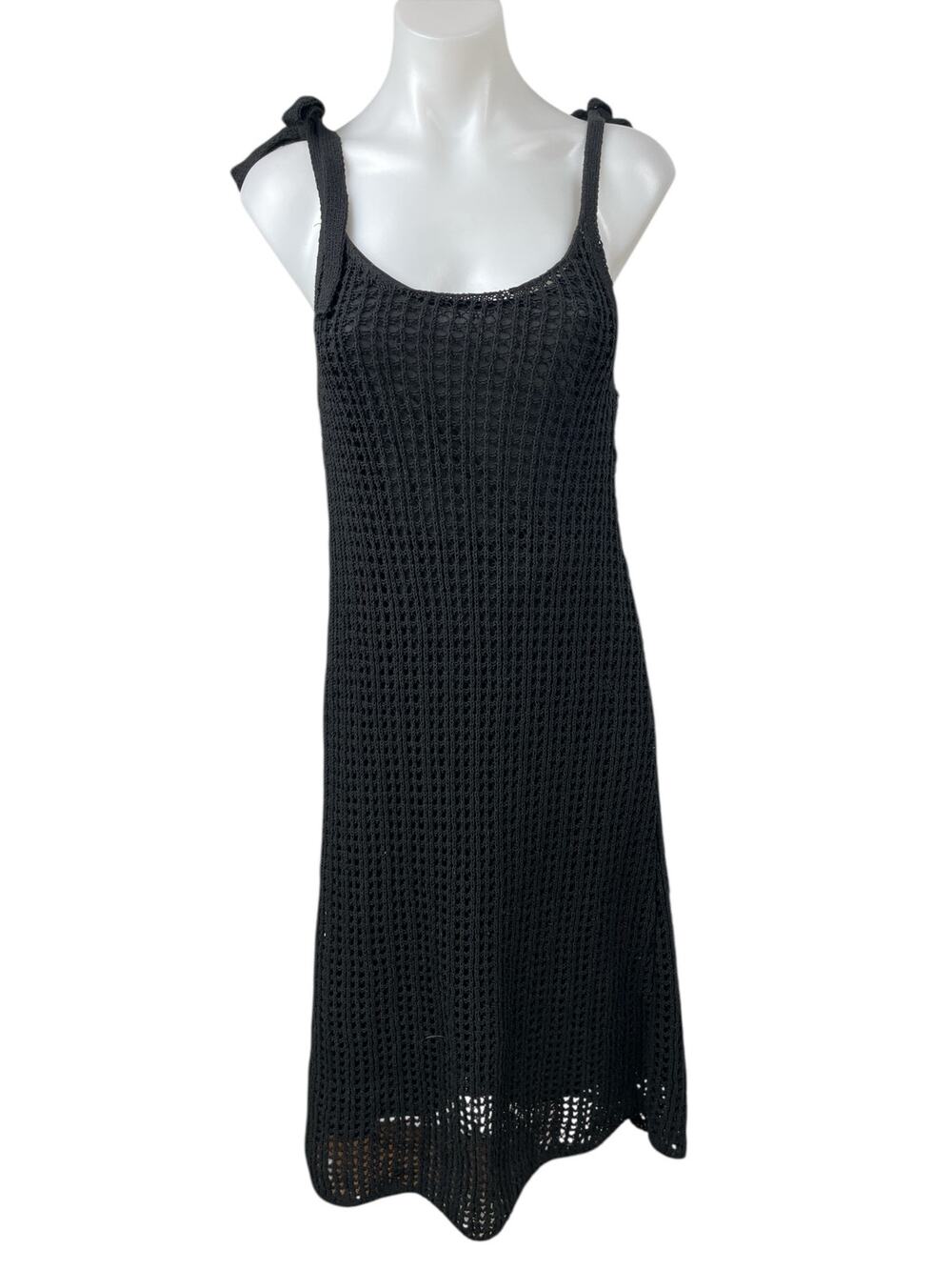 ZARA Black Crochet Knit Sleeveless Cami Camisole Mini A-line Tank Dress Size S